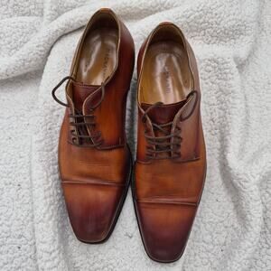 Magnanni Melrose Cognac Leather Cap Toe Lace Up Size 8.5